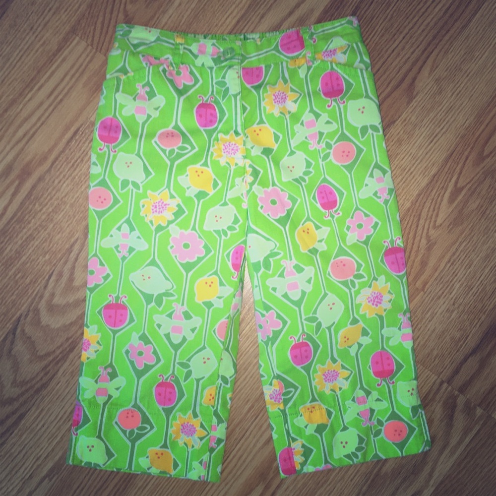 Lilly Pulitzer A Maze Ing green ladybug floral print pants size 5‎